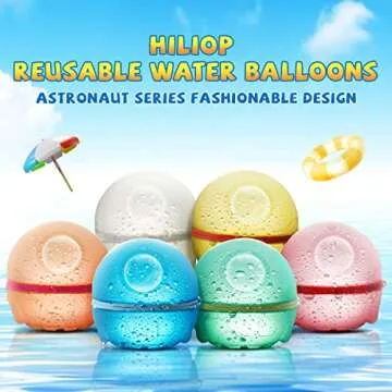 12PCS Hiliop Reusable Water Balloons for Kids Adults, Silicone Refillable Water Balloons Self Sealing Water Balloons Quick Fill with Magnetic & Mesh Bag