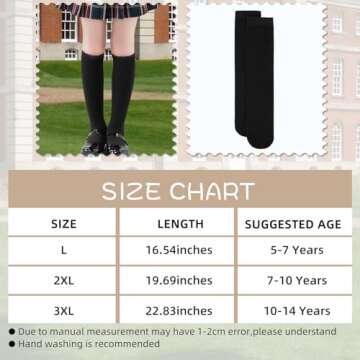 Durio 3 Pairs Knee High Socks Brilliant School Uniform Options
