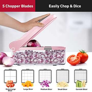 Vegetable Chopper 9 in 1, Multifunctional Mandoline Slicer Veggie Chopper with 1.5L Container, Food Chopper Manual, Onion Chopper Dicer,Potato Slicer Vegetable Dicer Cutter Grater Shredder