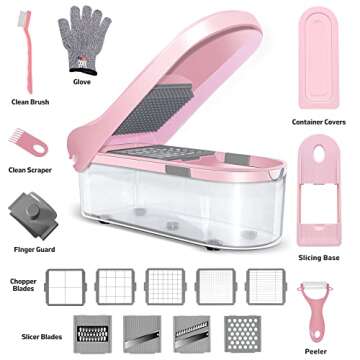 Vegetable Chopper 9 in 1, Multifunctional Mandoline Slicer Veggie Chopper with 1.5L Container, Food Chopper Manual, Onion Chopper Dicer,Potato Slicer Vegetable Dicer Cutter Grater Shredder