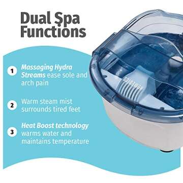 HoMedics 2-in-1 Sauna and Footbath with Heat Boost, Pedicure At-Home Spa with Visible Warm Mist an...