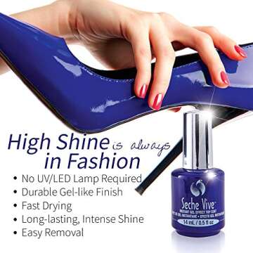 Seche Vive Instant Gel Effect Top Coat, Nail Polish for Manicure and Pedicure, 0.5 oz, 2-pack
