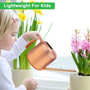 Watering Can for Indoor Plants Kitchenexus 40oz Stainless Steel Watering Pot with Long Spout Prevent spillage for Outdoor Indoor Garden Plants Flowers Succulents (40oz)