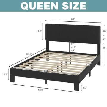 Lifezone Queen Bed Frame with Headboard - Stylish & Durable