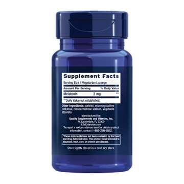 Life Extension Melatonin 3mg Chewable Lozenges - Optimal Sleep Support, 60 Lozenges