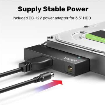 Unitek USB 3.0 to SATA III Hard Drive Adapter External Kit Cable for 2.5 3.5 Inch HDD/SSD Hard Drive...