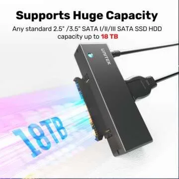 Unitek USB 3.0 to SATA III Hard Drive Adapter External Kit Cable for 2.5 3.5 Inch HDD/SSD Hard Drive Disk, Optical Drive, with 12V/2A Power Adapter, Support UASP