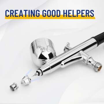 Timbertech Professional Double Action Airbrush BD-130 Mounted 0.3mm Nozzles and Needles for Cake Decorating, Painting, Tattoo, Models Art,Craft and so on