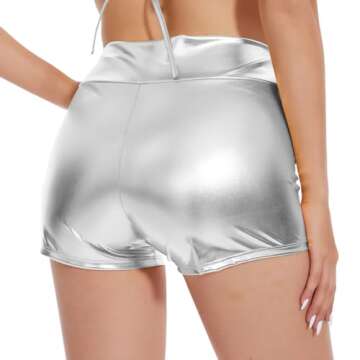 Vinaderhom Shiny High Waisted Metallic Booty Shorts
