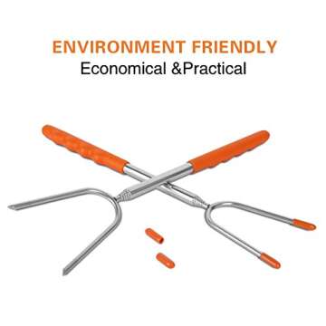 Briout Marshmallow Roasting Sticks 10 Pack Extra Long 45’’ Stainless Telescoping Hot Dog Smores ...