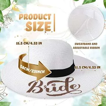 7 Pcs Bride and Bridesmaid Sun Hat Bulk Foldable Floppy Women Hat for Bachelorette Party Gift Honeymoon(Cute Style) White, Beige