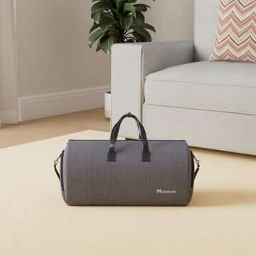 Convertible Garment Bag with Shoulder Strap, Modoker Carry on Garment Duffel Bag for Men Women - 2 i...