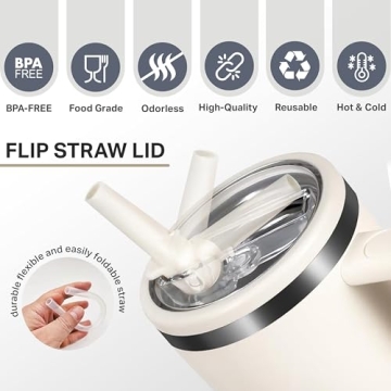 pinuya 2 Pack Lid Replacement 40 Oz, Lid No Spill, 40 Oz Tumbler Lid Replacement, Leak Proof Lid Spill Proof Lid Leak Proof Lid Cup Lid (White)