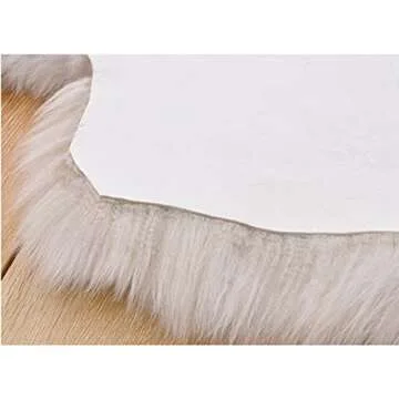 HUAHOO Premium Genuine Sheepskin Rug Linen Real Australia Sheepskin Natural Luxury Fluffy Lambskin Fur Area Rug Seat Covers for Kids Bedroom Sofa Chair Cover Pets Dogs Mat Double Pelt/2' x 6' Linen
