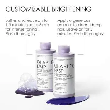 Olaplex No. 4P Blonde Enhancing Toning Shampoo, 8.5 Fl Oz + No. 5P Blonde Enhancer™ Toning Conditioner, Repairs, Hydrates, & Brightens All Blonde, Lightened, & Grey Hair