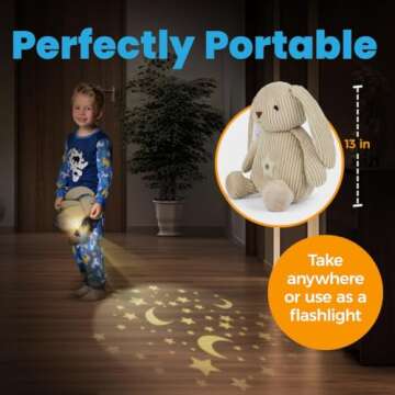 Litti City LED Plush Bunny Starlight Projector - Light Up Stuffed Bunny Animal for Kids, Night Light Plush Toy Bunny, Star/Moon Pattern - Bunny Stuffed Animal Night Light Up Toy, 13"
