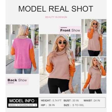 Dokotoo Women's Sweaters Fall 2024 Long Bat Sleeve Winter Clothes Warm Turtleneck Pullover Jumper Wo...