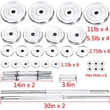 Cosply 110 lbs Adjustable Dumbbells Barbell Weights Set with bar, Home Gym Lifting Dumbells Strength...