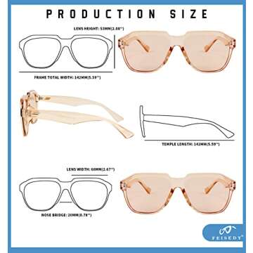 FEISEDY 70s Sunglasses UV400 Stylish Unisex Shades