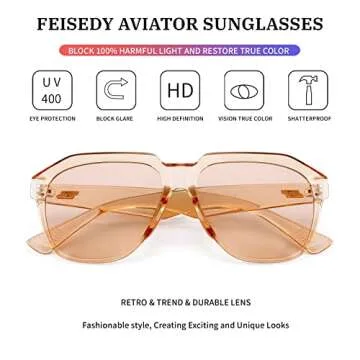 FEISEDY 70s Sunglasses UV400 Stylish Unisex Shades