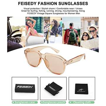 FEISEDY 70s Sunglasses UV400 Stylish Unisex Shades