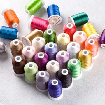 Simthread Brother 40 Colors 1100Y Machine Embroidery Thread Big Spool Polyester Bright and Beautiful...