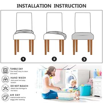 LANSHENG Stretch Seat Covers for Dining Room Chairs, Jacquard Waterproof Chair Seat Covers Kitchen Chair Seat Slipcovers Set of 6 Dining Room Chair Seat Covers (Taupe, 6 Pcs)
