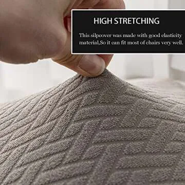 LANSHENG Stretch Seat Covers for Dining Room Chairs, Jacquard Waterproof Chair Seat Covers Kitchen Chair Seat Slipcovers Set of 6 Dining Room Chair Seat Covers (Taupe, 6 Pcs)