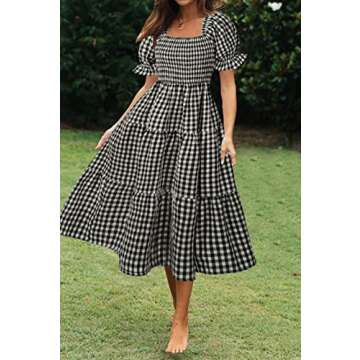 Bohemian Summer Plaid Midi Dress for Effortless Style