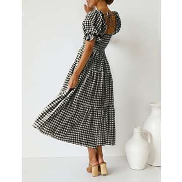 Bohemian Summer Plaid Midi Dress for Effortless Style