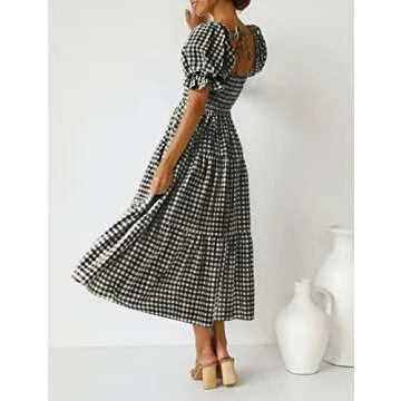 Bohemian Summer Plaid Midi Dress for Effortless Style