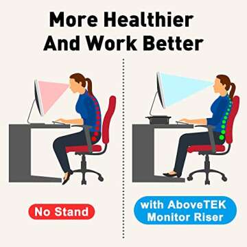 AboveTEK Monitor Stand Riser, Foldable Computer Monitor Riser with Drawer, Height Adjustable Computer Monitor Stands and Risers, Phone Stand for PC, Desktop, Laptop, Printer Save Space (Black)