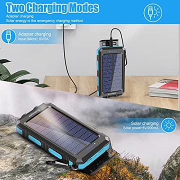 20000mAh Waterproof Solar Charger Dual USB Flashlight