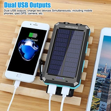 20000mAh Waterproof Solar Charger Dual USB Flashlight