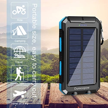 20000mAh Waterproof Solar Charger Dual USB Flashlight