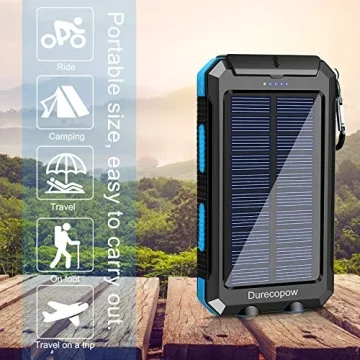 20000mAh Waterproof Solar Charger Dual USB Flashlight