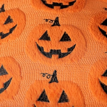 4TH Emotion Halloween Pumpkin Decorative Pillow Covers 18x18 Set of 2, Orange Soft Plush Faux Fur Fa...