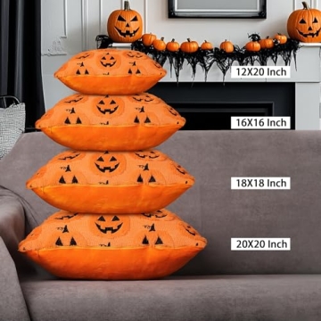 Charming Halloween Pumpkin Pillow Covers 18x18 Set