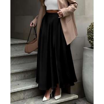 BTFBM Womens High Waist Satin Skirts Summer Fall Outfits 2025 Elegant Flowy A-Line Party Cocktail Ma...