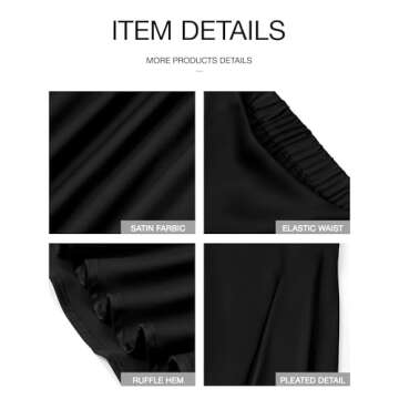 BTFBM Womens High Waist Satin Skirts Summer Fall Outfits 2025 Elegant Flowy A-Line Party Cocktail Maxi Skirt(Solid Black, X-Large)