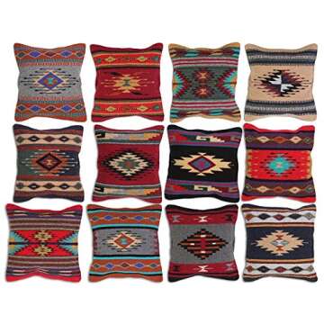 El Paso Designs Aztec Throw Pillow Covers, 18 X 18, Hand Woven in Southwest and Native American Styles (Aztec Sand)