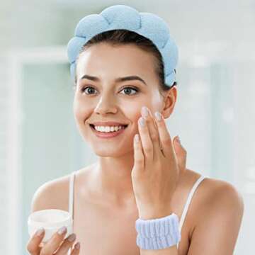 2Pack Spa Headband for Women, Mimi and Co Spa Headband, Makeup Headband Sponge & Terry Towel Cloth F...