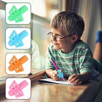 SANNIX 16 Pack Pencil Grippers for Kids Handwriting, Pencil Holder for Kids, Handwriting Grip, Ergonomic Training Pen Grips, Writing Tool for Toddlers, Preschoolers, Children
