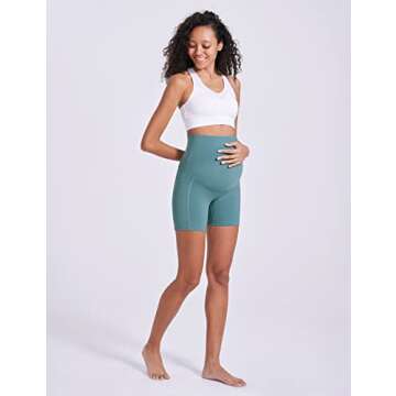 Enerful Women's Maternity Yoga Shorts Over The Belly Comfy Workout Running Active Biker Pregnancy Su...