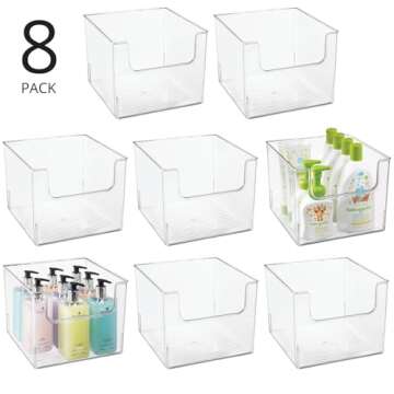 mDesign Modern Plastic Open Front Dip Storage Organizer Bin Basket for Bathroom Organization - Vanit...