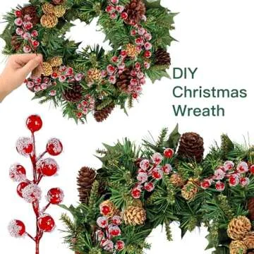 Sggvecsy Snow Frosted Berry Stems for Christmas Decor