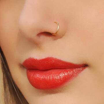 VCMART Fake Nose Rings Hoop 12-16pcs Stainless Steel Faux Fake Lip Ear Nose Septum Ring Non-Pierced ...