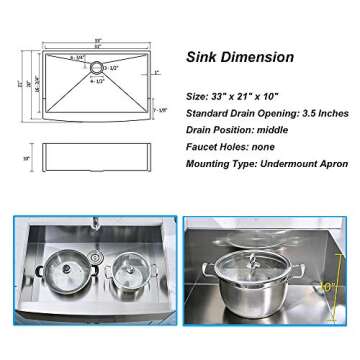 VCCUCINE Modern 33 Inch Stainless Steel Farmhouse Sink