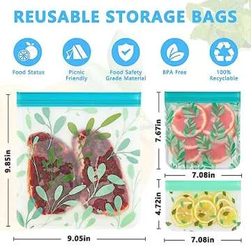 24 Pack Dishwasher Safe Reusable Bags Silicone, Leakproof Reusable Freezer Bags for Food Storage, Home Organization, Travel & Make-up, BPA-Free for Salad and Fruit