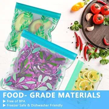 24 Pack Dishwasher Safe Reusable Bags Silicone, Leakproof Reusable Freezer Bags for Food Storage, Home Organization, Travel & Make-up, BPA-Free for Salad and Fruit